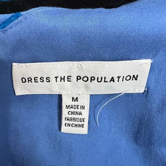 Dress the Population Blue Floral Appliqué Juniper Crepe Unique Dress Sz M Woman - Picture 6 of 12